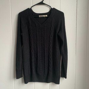 Faded Glory Black Knitted Sweater with Sparkly Tinsel Design Throughout